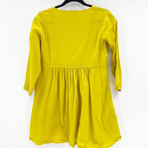 10 Colors Women's Yellow Button Front A Line Mini Dress Size S - Picture 2 of 4